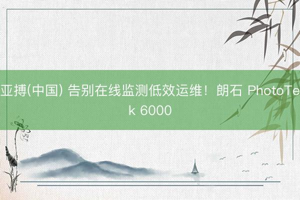 亚搏(中国) 告别在线监测低效运维！朗石 PhotoTek 6000