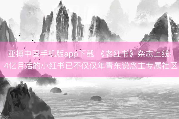 亚搏中国手机版app下载 《老红书》杂志上线: 4亿月活的小红书已不仅仅年青东说念主专属社区