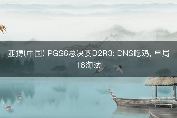 亚搏(中国) PGS6总决赛D2R3: DNS吃鸡， 单局16淘汰