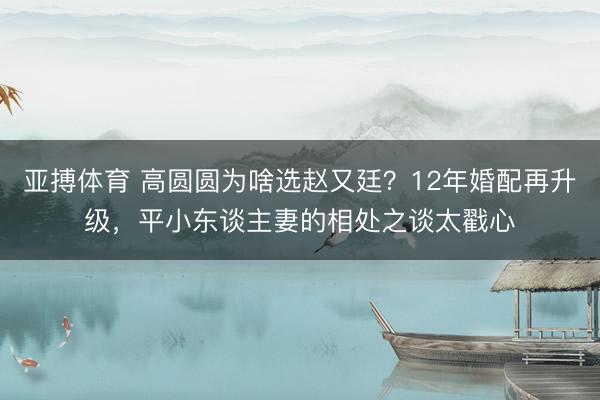 亚搏体育 高圆圆为啥选赵又廷？12年婚配再升级，平小东谈主妻的相处之谈太戳心