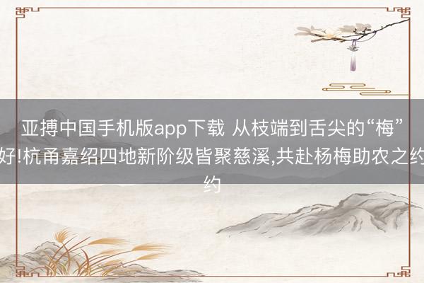 亚搏中国手机版app下载 从枝端到舌尖的“梅”好!杭甬嘉绍四地新阶级皆聚慈溪，共赴杨梅助农之约