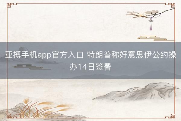 亚搏手机app官方入口 特朗普称好意思伊公约操办14日签署