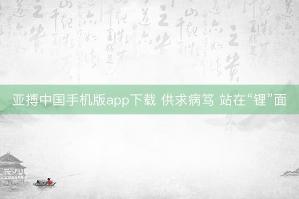 亚搏中国手机版app下载 供求病笃 站在“锂”面