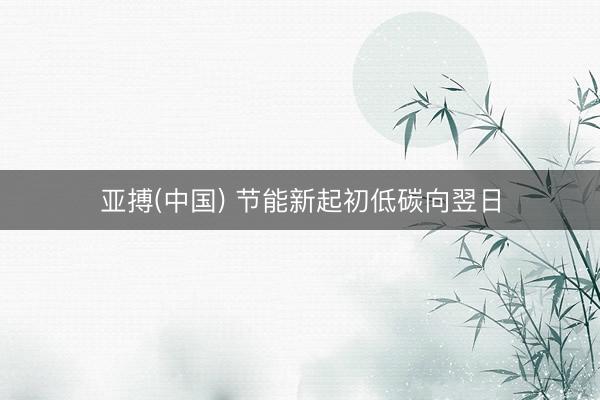 亚搏(中国) 节能新起初低碳向翌日