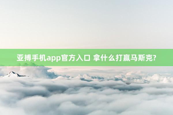 亚搏手机app官方入口 拿什么打赢马斯克?