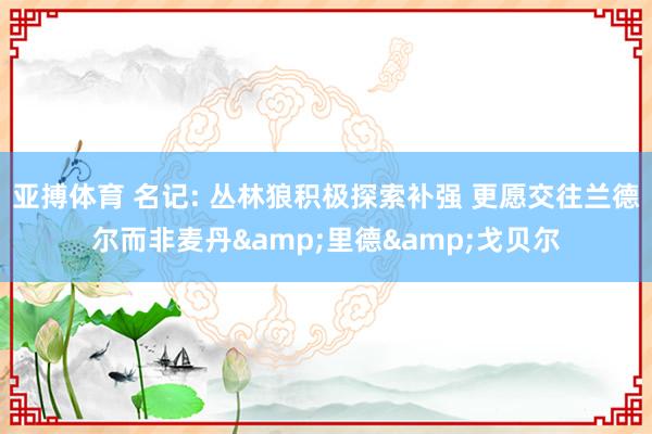 亚搏体育 名记: 丛林狼积极探索补强 更愿交往兰德尔而非麦丹&里德&戈贝尔